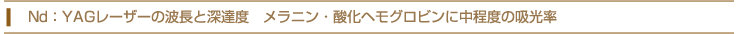 Nd：YAGレーザーの波長と深達度　メラニン・酸化ヘモグロビンに中程度の吸光率